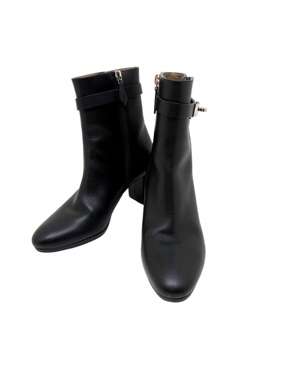 Hermes Saint Germain Short Boots 37 Black Silver Leather